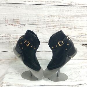 Black Cato Ankle Boots with Gold Hardware